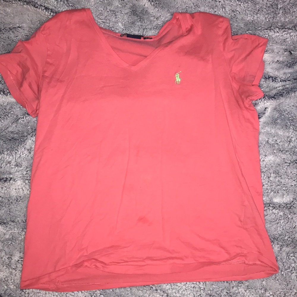 pink polo shirt